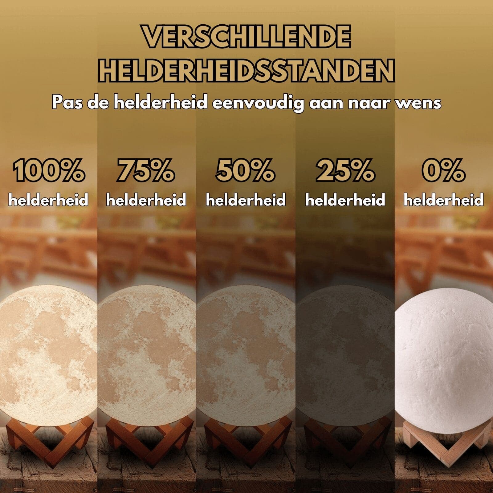Gepersonaliseerde Maanlamp helderheidsstanden