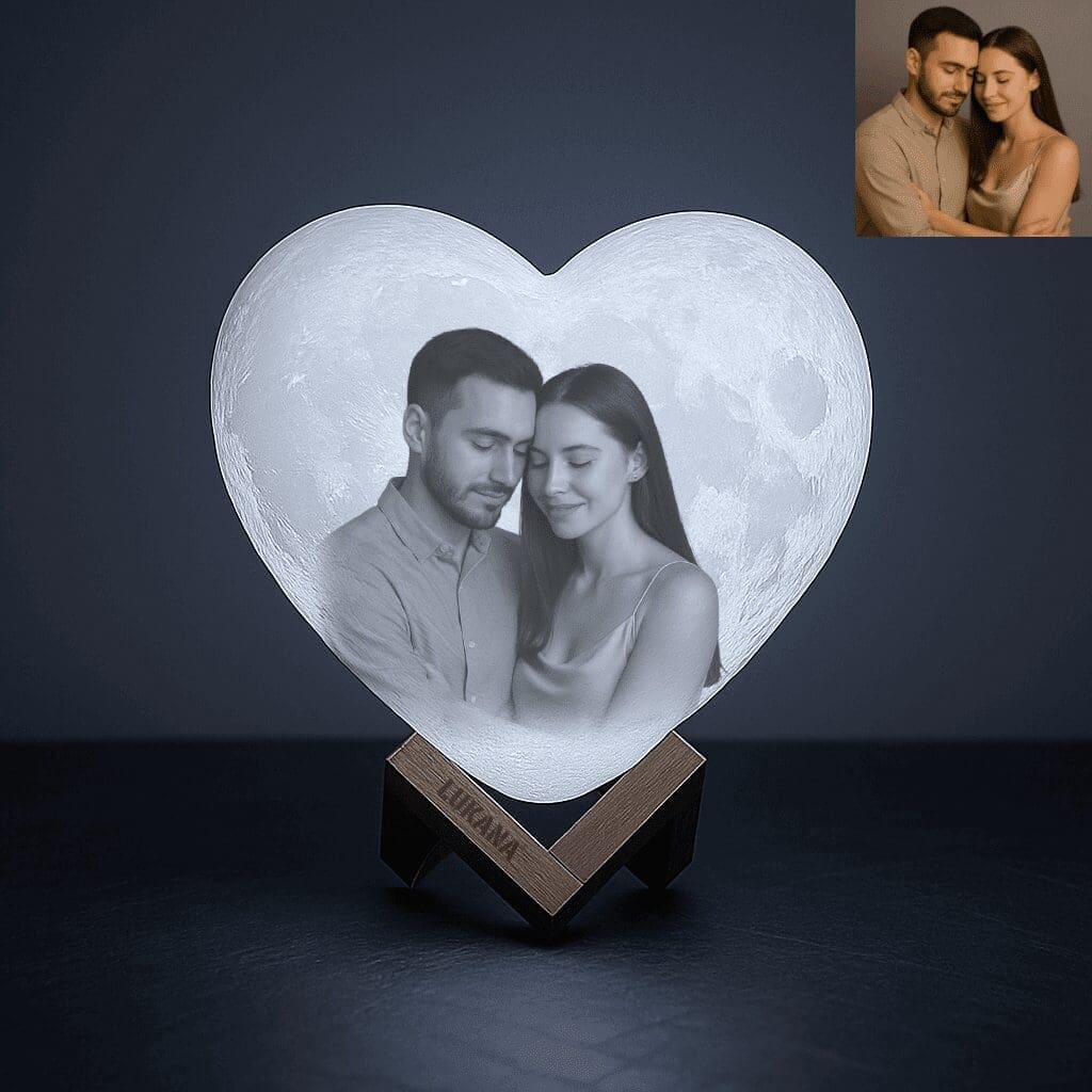 Gepersonaliseerde Maanlamp - Hart Tafellamp