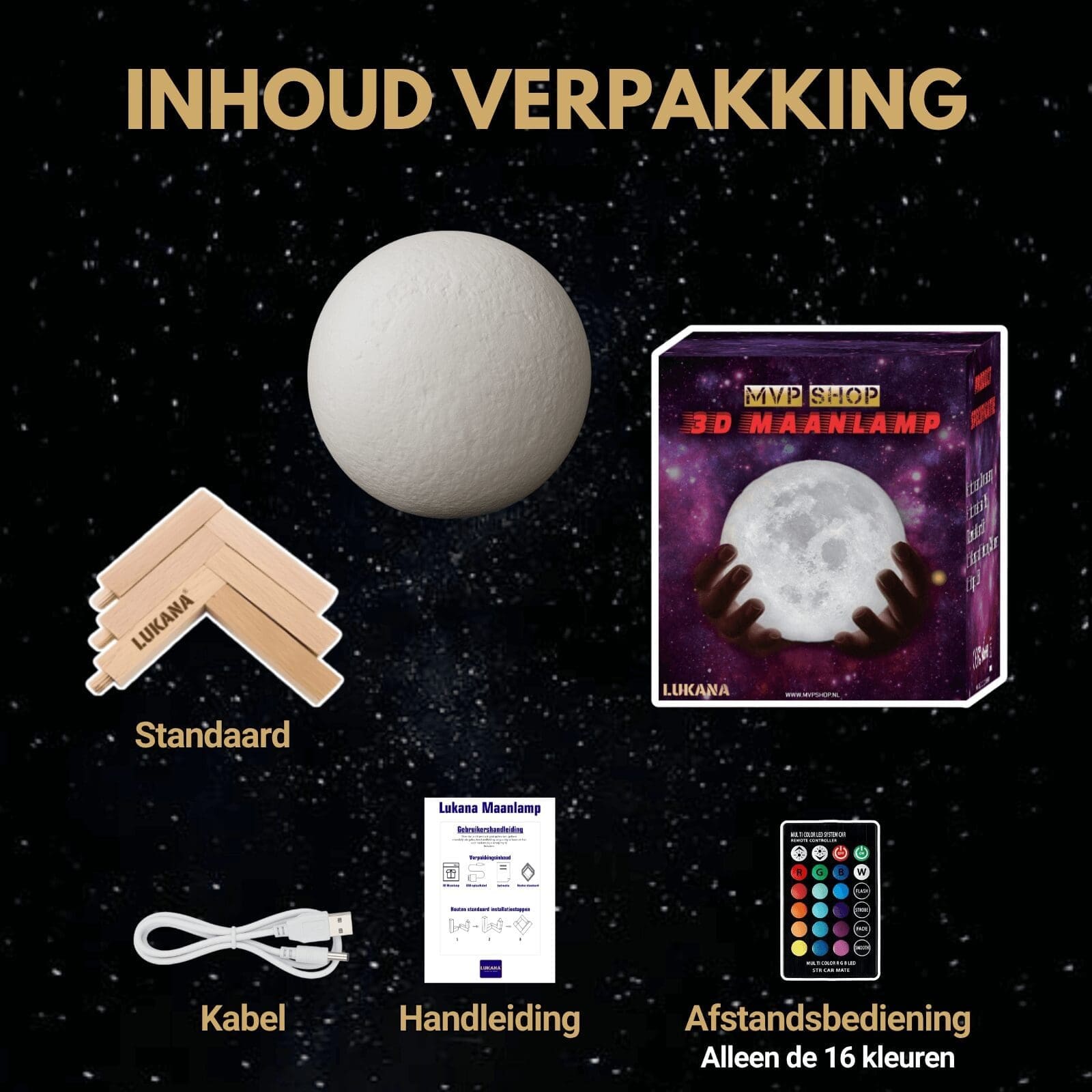 Gepersonaliseerde Maanlamp - Standaard Met Foto en Tekst Uniek en Persoonlijk Cadeau Inhoud Verpakking